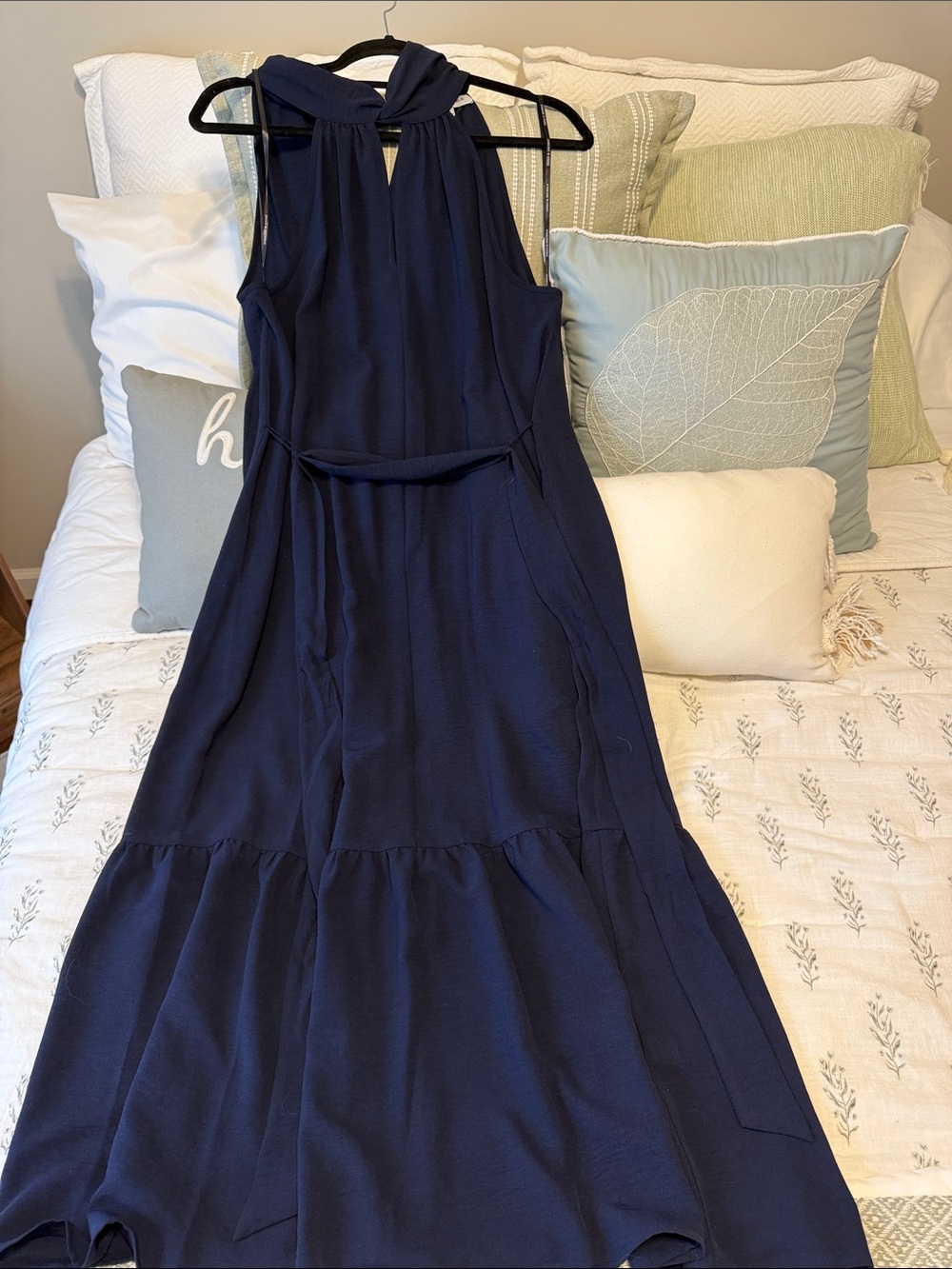 Emma & Michele Navy Halter Tie Maxi Dress